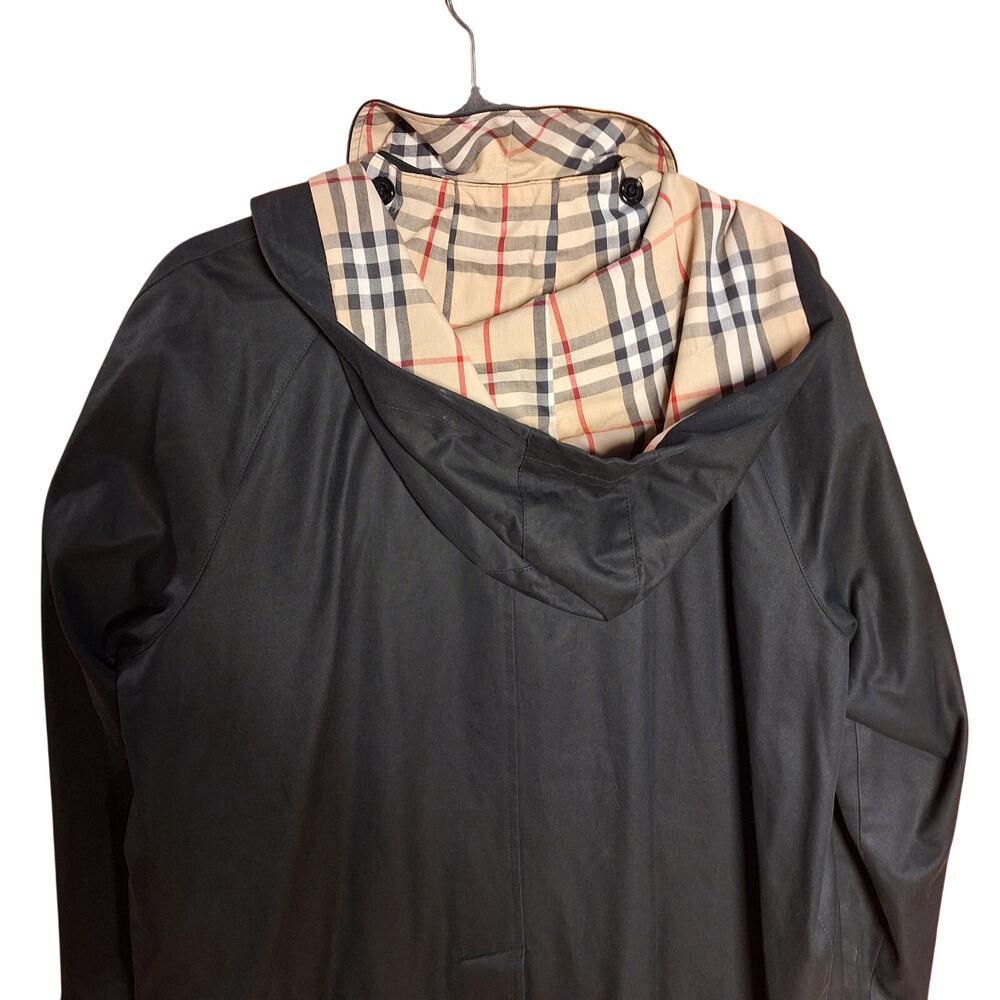 Burberry Carmen Trench coat Black canvas nova check plaid interior button down - Picture 4 of 16
